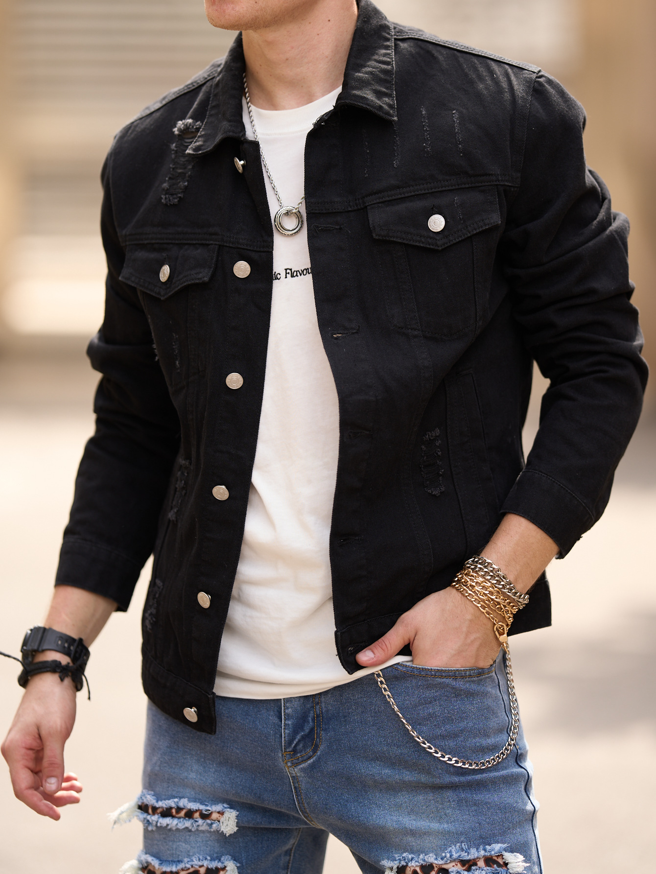 Giacche casual da uomo europee e americane, nuove giacche in denim strappato alla moda e slim per la primavera e l'autunno 2023_voghion.com