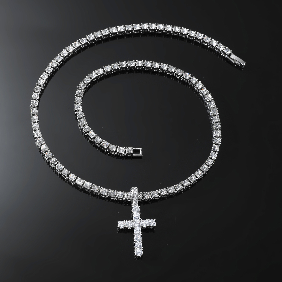 European And American Fashion New Product Pendant Necklace Niche Design High-end 4mm Single Row Tennis Chain_voghion.com