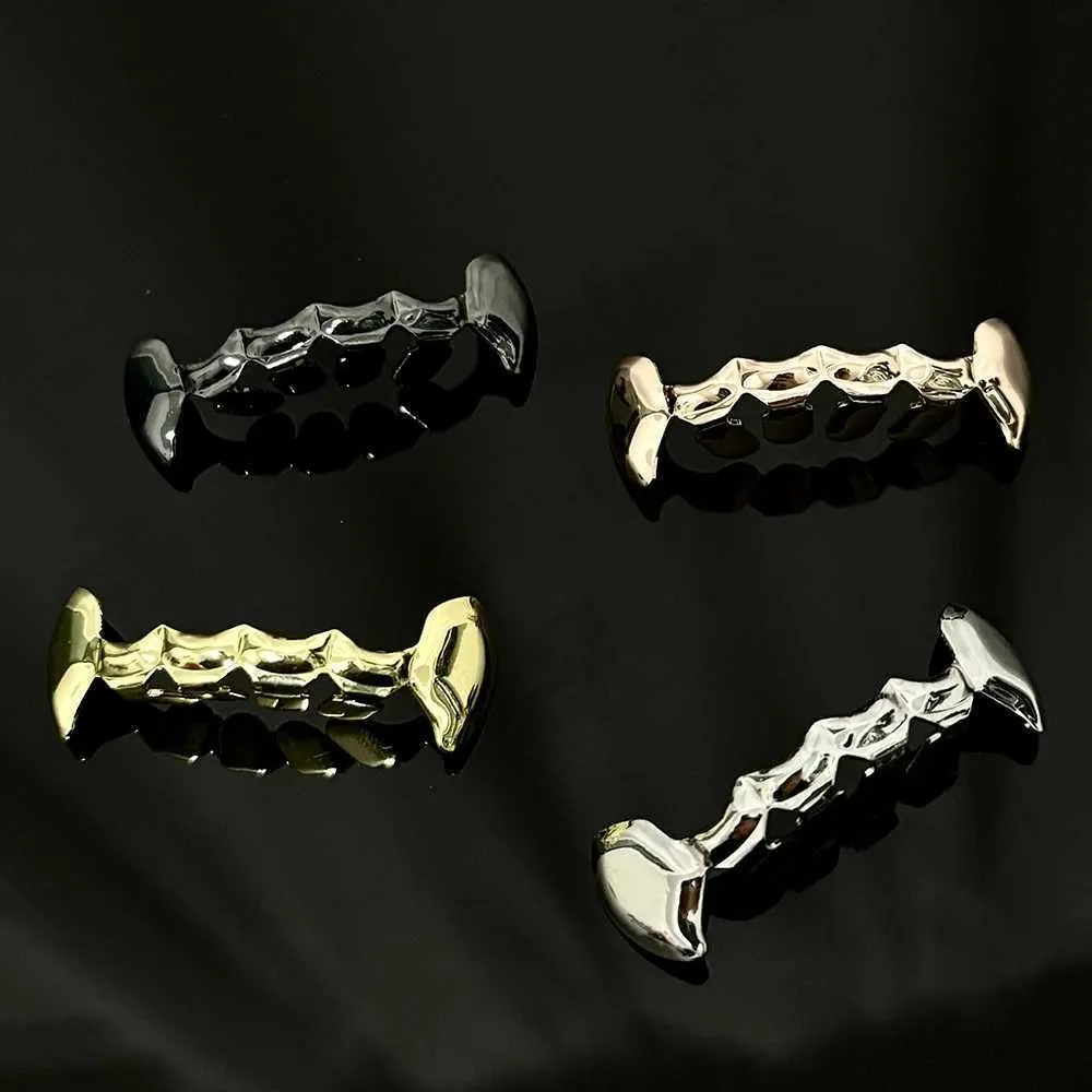 YOUNGX Hip Hop glänzende Zahnkappen Fangzähne Gold Silber Schwarz Farbe Unterzähne Grillz Zahnspangen für Frauen Männer Schmuck Dental_voghion.com