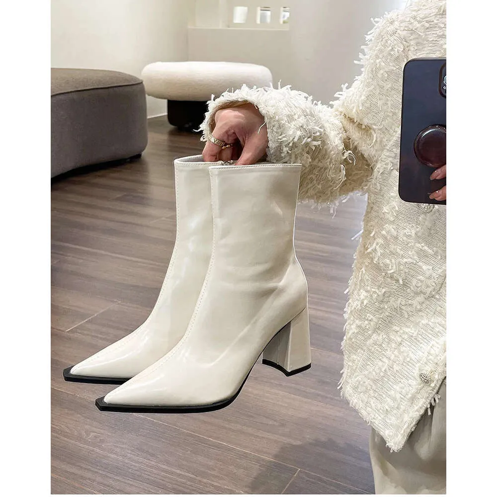 Winter Ankle Fashion Back Zippers Pointed Toe Ladies Elegant Short Boots High Heel Women's Footwear_voghion.com