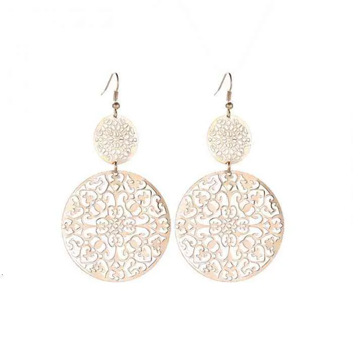 Vintage Openwork Disc Earrings Ear Drop Frosted Jewelry For Women Party Wedding Tt@88_voghion.com