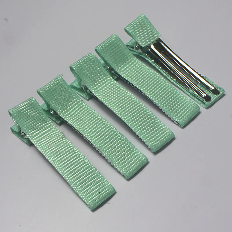 300pcs 5cm Grosgrain Ribbon Lined Alligator Hairpins for Princess Girls Ponytail Clips Children Metal Hair Barrettes_voghion.com