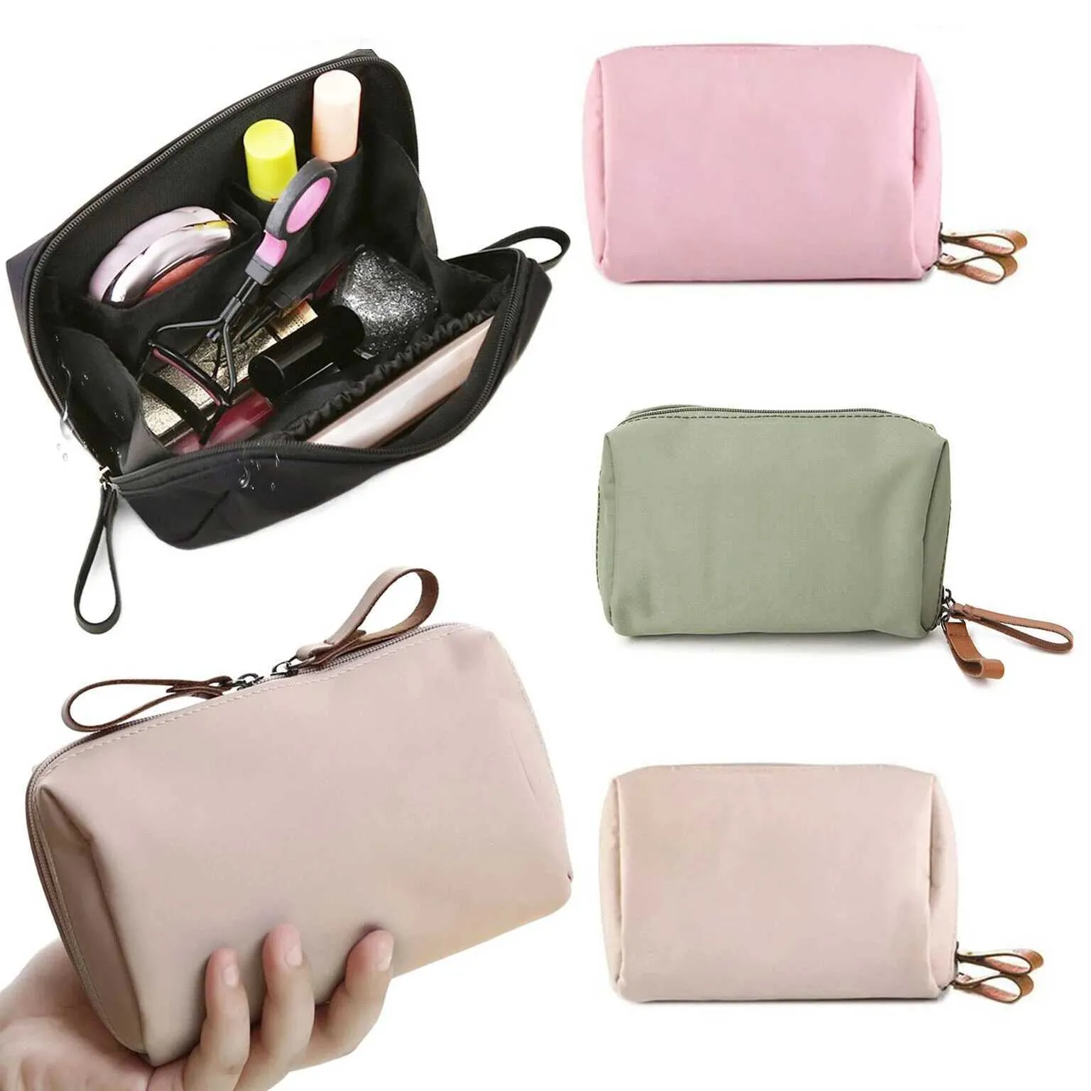 Trousse de maquillage portable de voyage pour femmes, sac à main étanche, organisateur de toilette multifonctionnel, sac de rangement de haute qualité Y241023_voghion.com