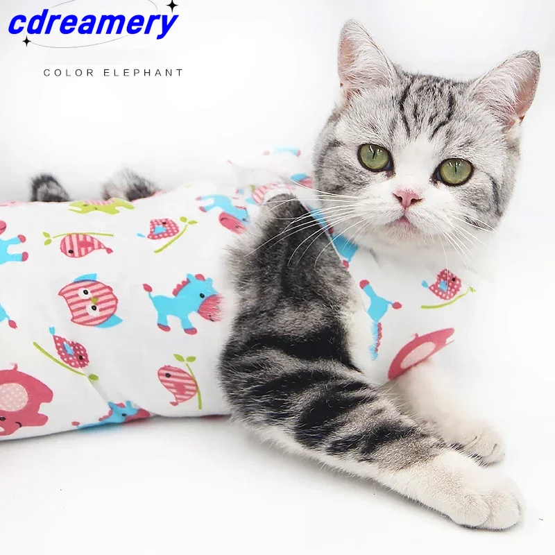 Anti-licking Sterilization Cat Clothes Recovery Suit After Surgery Breathable Physiological Puppy Anti-scratch Body Strap Vest_voghion.com