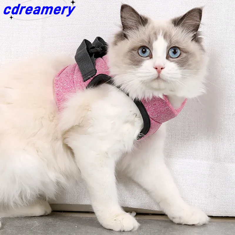 Cat Harnesses And Belts, Soft Vest Harnesses For Walking Escape Proof, Breathable Reflective Strip Jackets For Cat Accessories_voghion.com