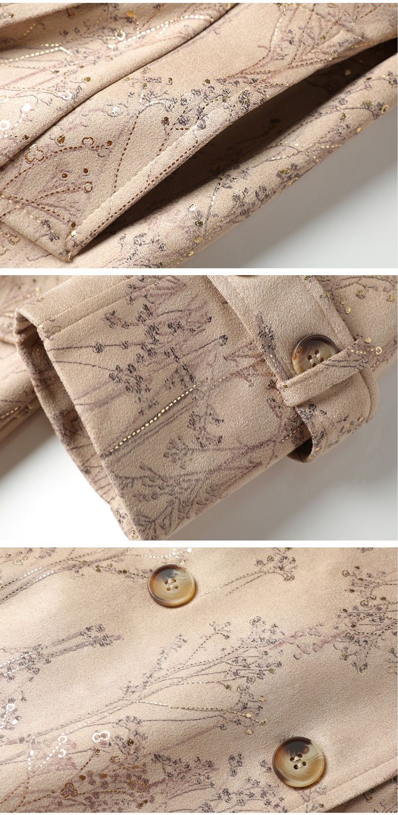 Women's autumn new style temperament fashion print over knee long windbreaker 6791_voghion.com