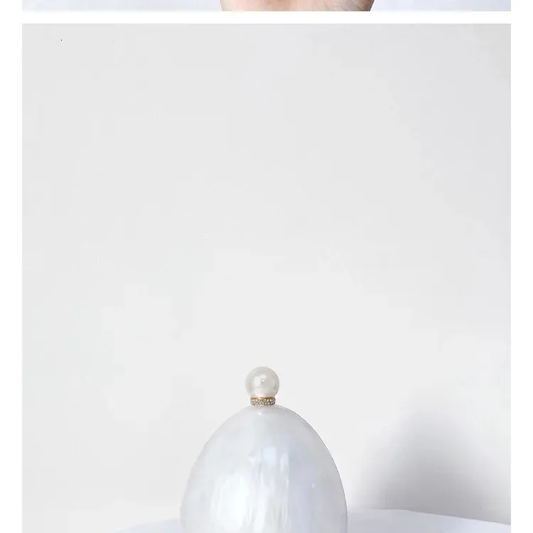 Perlehvid Marmor Oval Akryl Æske Clutches Pung Aftentasker Bryllup Rhie Håndtasker Brude PVC Kvindelige Mini Punge Taske_voghion.com
