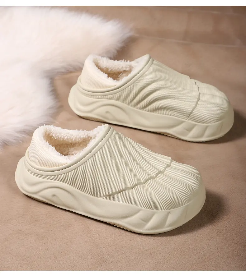 Couple Solid Color Waterproof Cotton Slippers Warm Fashion Casual Can Be Worn Outside Men And Women_voghion.com