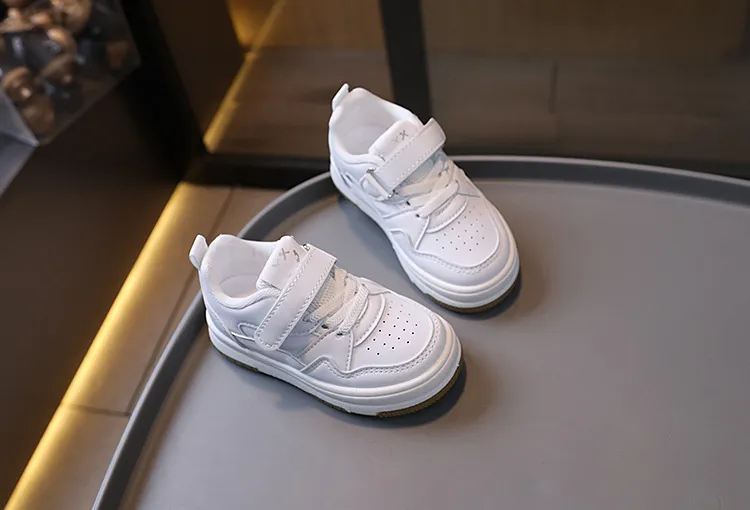Toddler Kids Fashion Design Walking White Shoes Non-slip Casual Trainers Happysteps Infant Boys Girls Outdoor Board_voghion.com