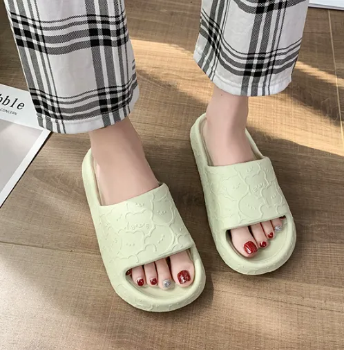 Damen Sommer Peep Toe Outdoor rutschfeste flache Strandrutschen Home Atmungsaktive Hausschuhe Größe_voghion.com