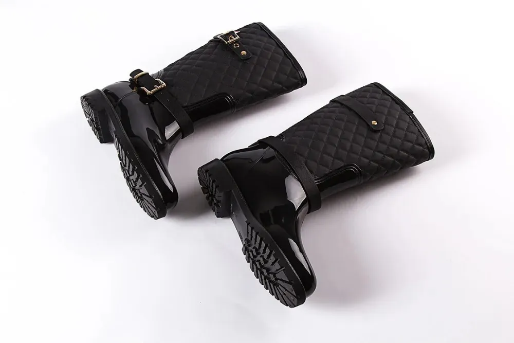 Fashion High Quality Water Shoes Warm Plaidlady Womens Rain Boots 241126_voghion.com