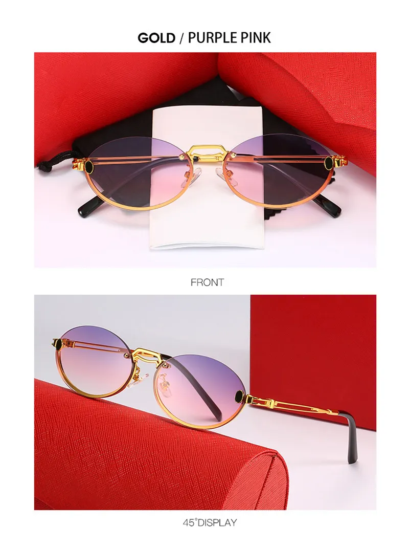 Occhiali da sole ovali alla moda con montatura oro uomo donna_voghion.com