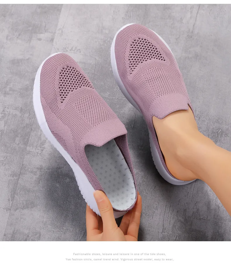 2022 NEW Mesh Slip-On Shoes Sneakers Women Summer Casual Slippers Lightweight Big Size Breathable_voghion.com