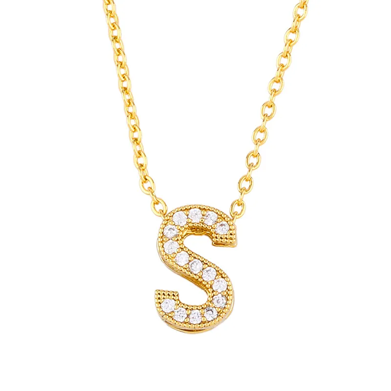 Initial Letter Necklace Pendant Gold Alphabet A To Z Personalised_voghion.com