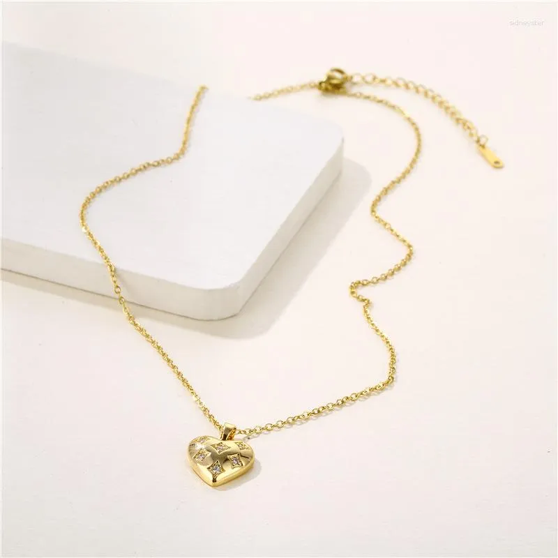 Collane con ciondolo Collana con cuore in cristallo di zircone per donna Fidanzamento Matrimonio Choker Collare Catena Gioielli in stile coreano_voghion.com