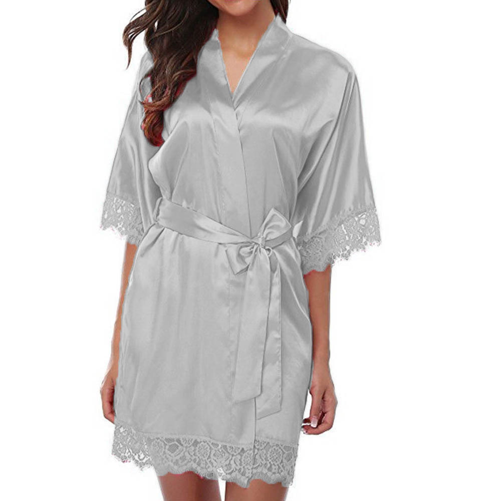 InjSatin-Robe de nuit en dentelle pour femme, lingerie sexy, douce, lisse, pyjama_voghion.com