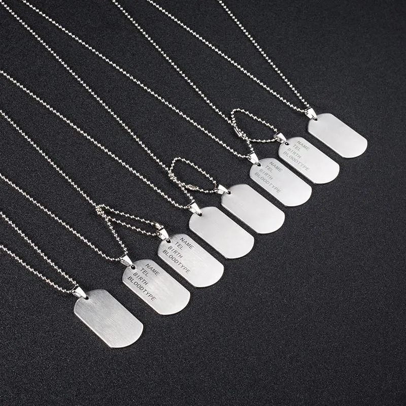 Colliers pendentifs militaires tactiques de l'armée, étiquettes d'identification de nom, cartes pour hommes, collier et pendentifs en acier inoxydable, porte-clés tendance pour hommes_voghion.com