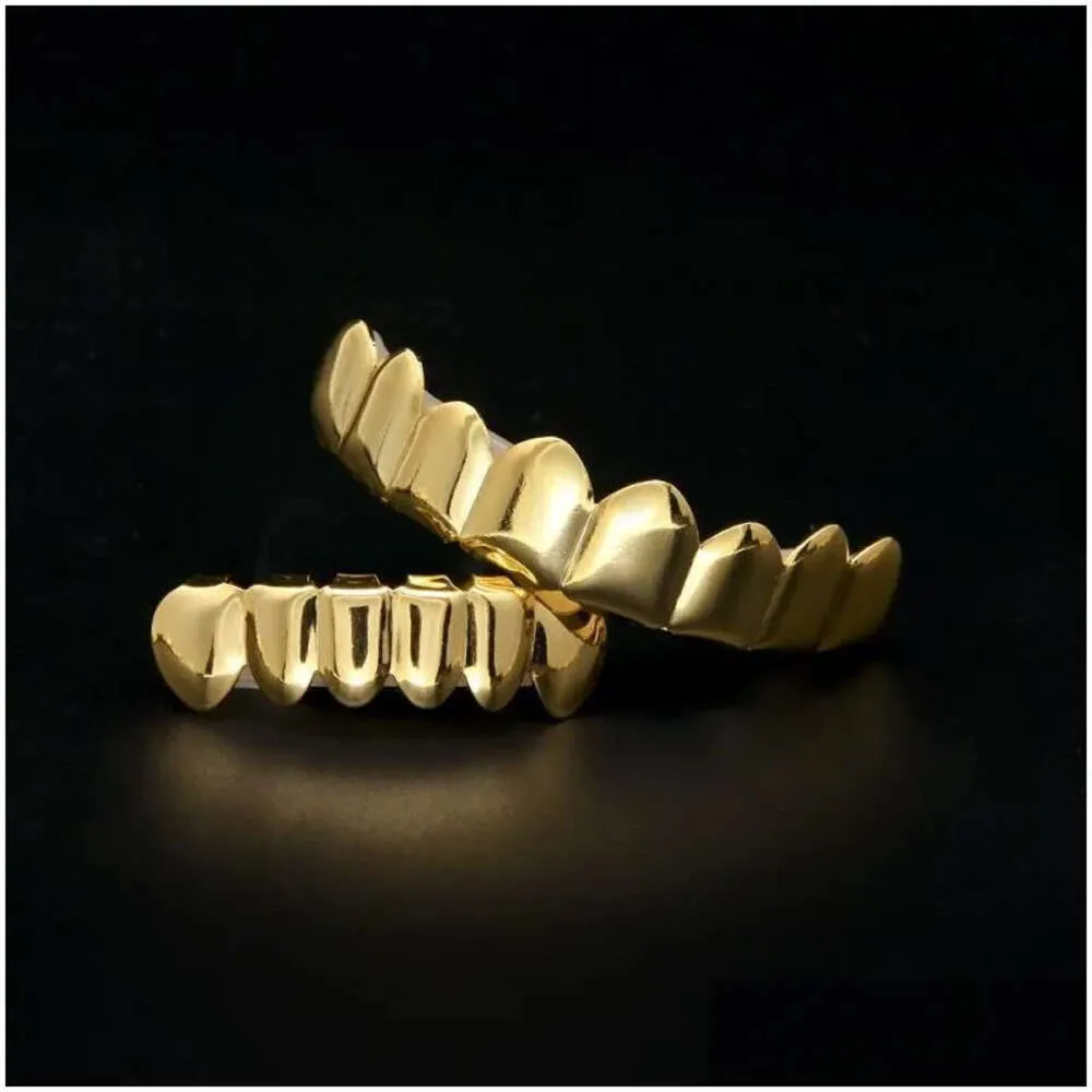Grillz Dentalgrills Herren Goldzähne Set Mode Hip Hop Schmuck Hohe Qualität Acht 8 Top Zahn Sechs 6 Bottom Drop_voghion.com