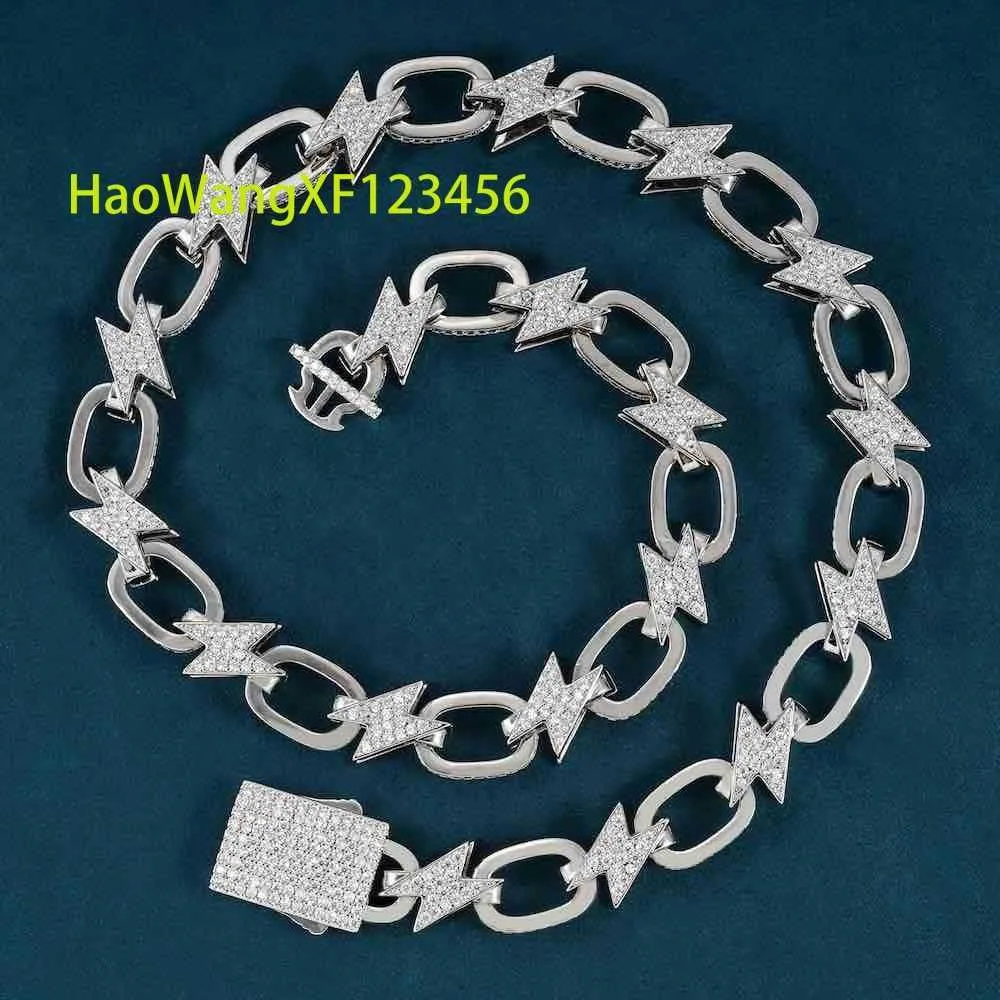 Pass Diamond Tester Hip Hop Sterling Sier GRA Bling Iced Out 12mm VVS Moissanite Lighing Cuban Bolt Link Chain For Men_voghion.com