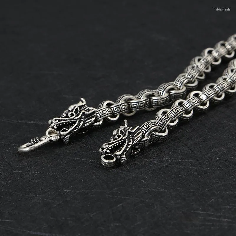 Kjeder Mote Mann Sterling Sier Halskjeder Vintage Kinesisk Stil Drage Formet Lenkekjede Kreative Mannlige Smykker_voghion.com