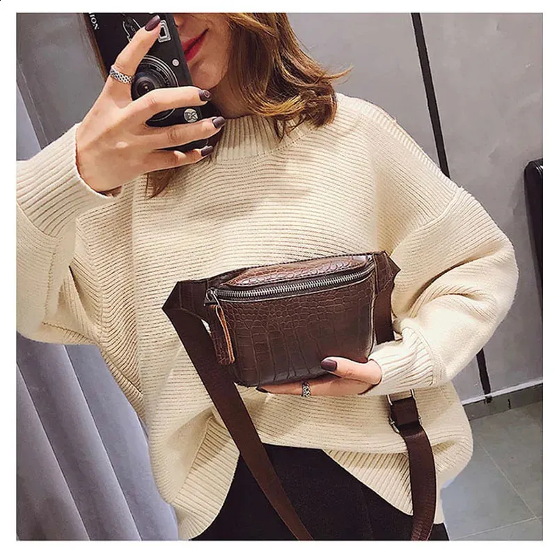 Leather Chest bag Fanny Women Bag Small Bum Waist Belt Bags Casual Phone Pack Fashion wallet c101 240829_voghion.com
