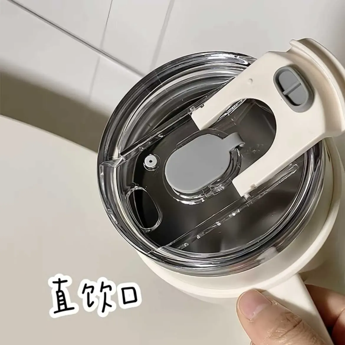 Mugs SLarge Capacity Handle High Appearance Level Stainless Steel Office Light Thermal Insulation Cold Straw Cup Q241022_voghion.com