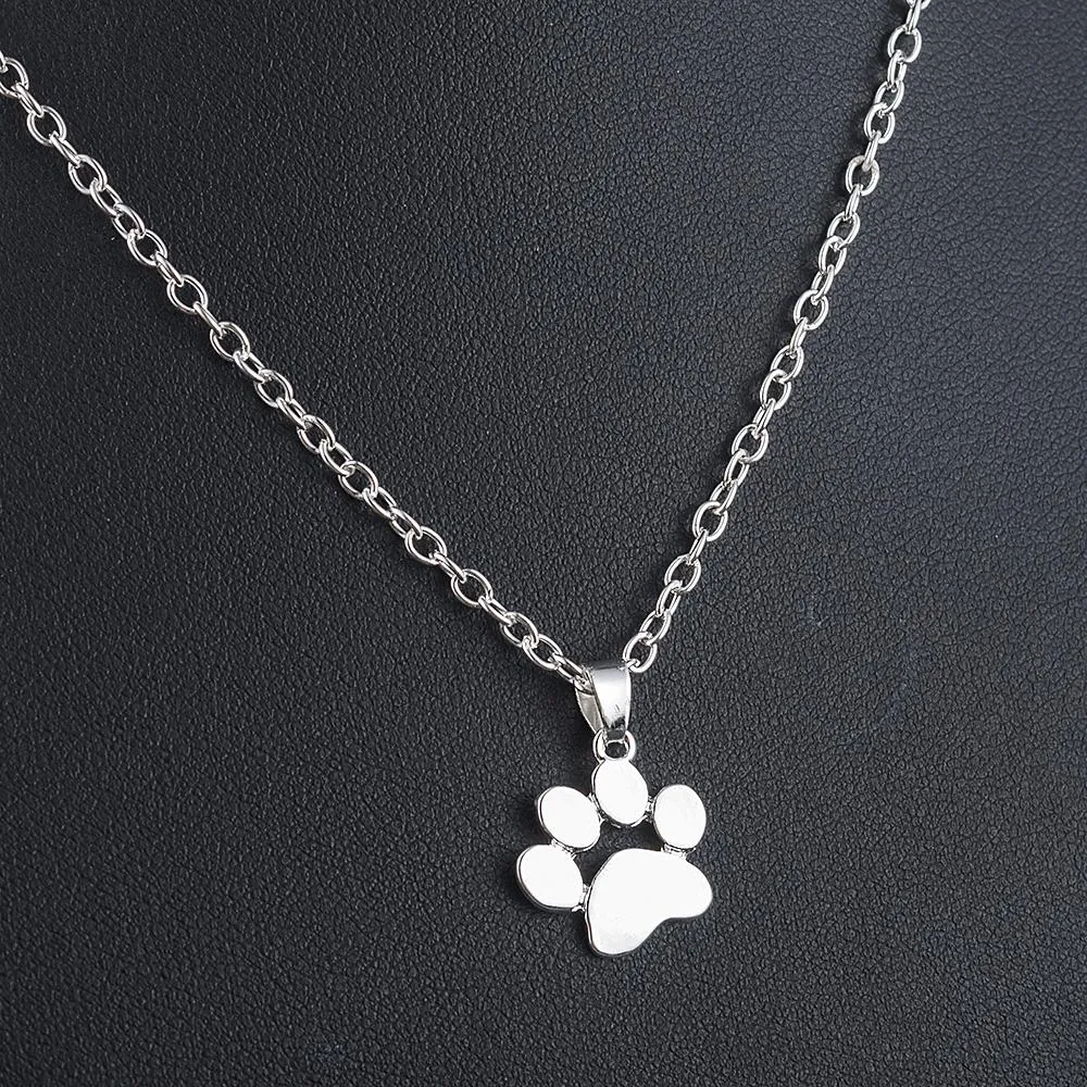 Mode Schattige Huisdieren Honden Voetafdrukken Poot Ketting Hanger Ketting Kettingen Hangers Choker Sieraden Voor Vrouwen_voghion.com