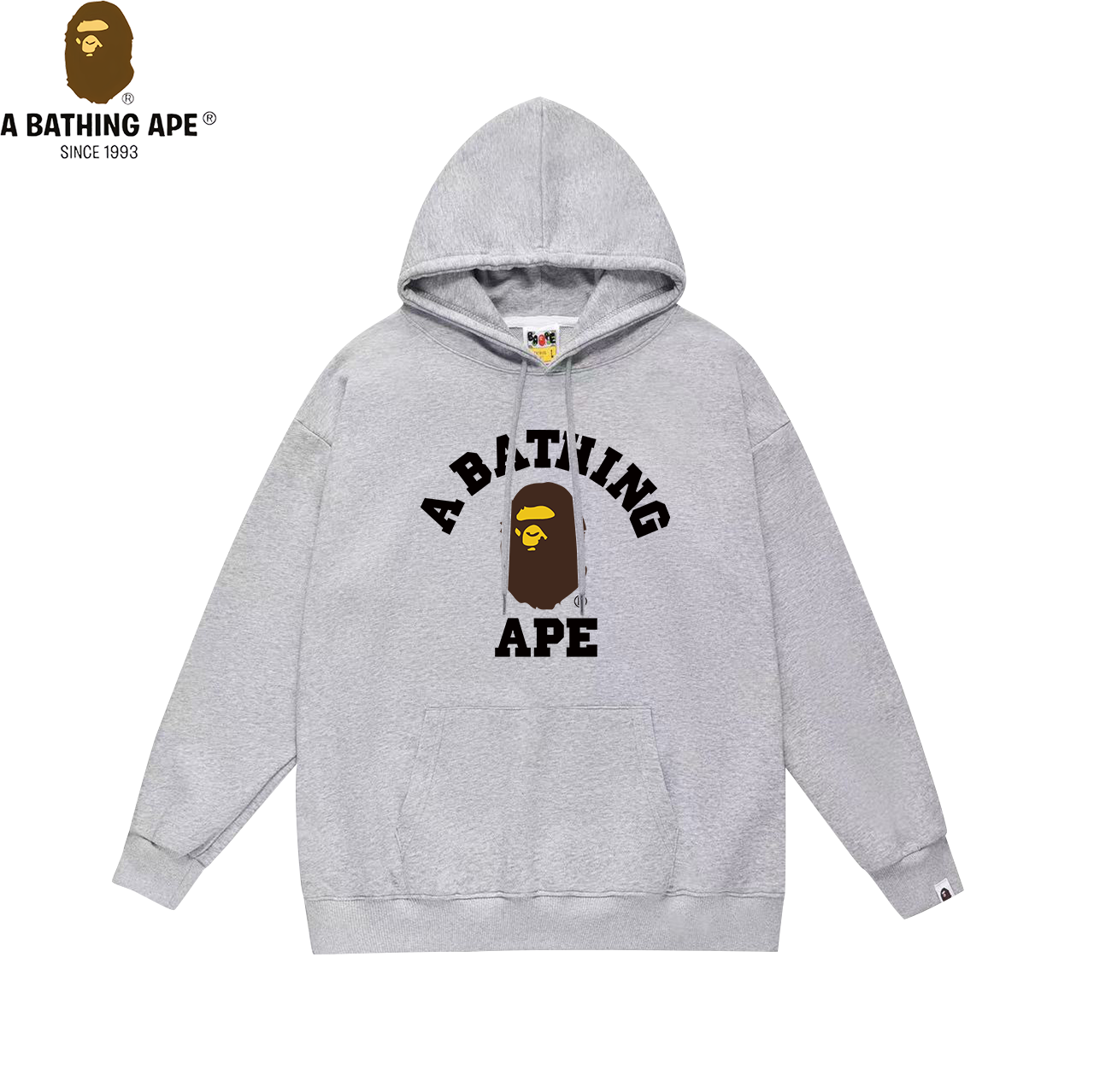 A Bathing APE BAPE-BAPE Kapuzenpullover mit klassischem Affenkopfmuster und Buchstabenlogo, Unisex