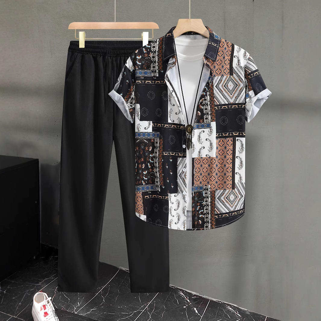 Men's Clothing Beaches And Vacations Printed Shirts And Casual Pants