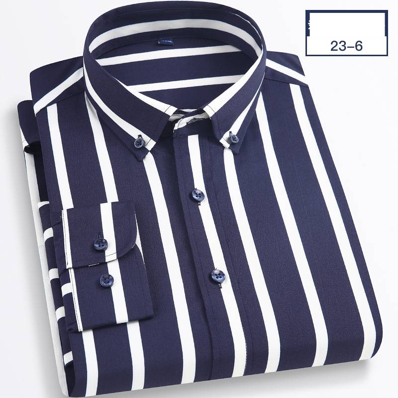 Herren Slim Fit Stretch Business Hemd Langarm Gestreiftes Top_voghion.com