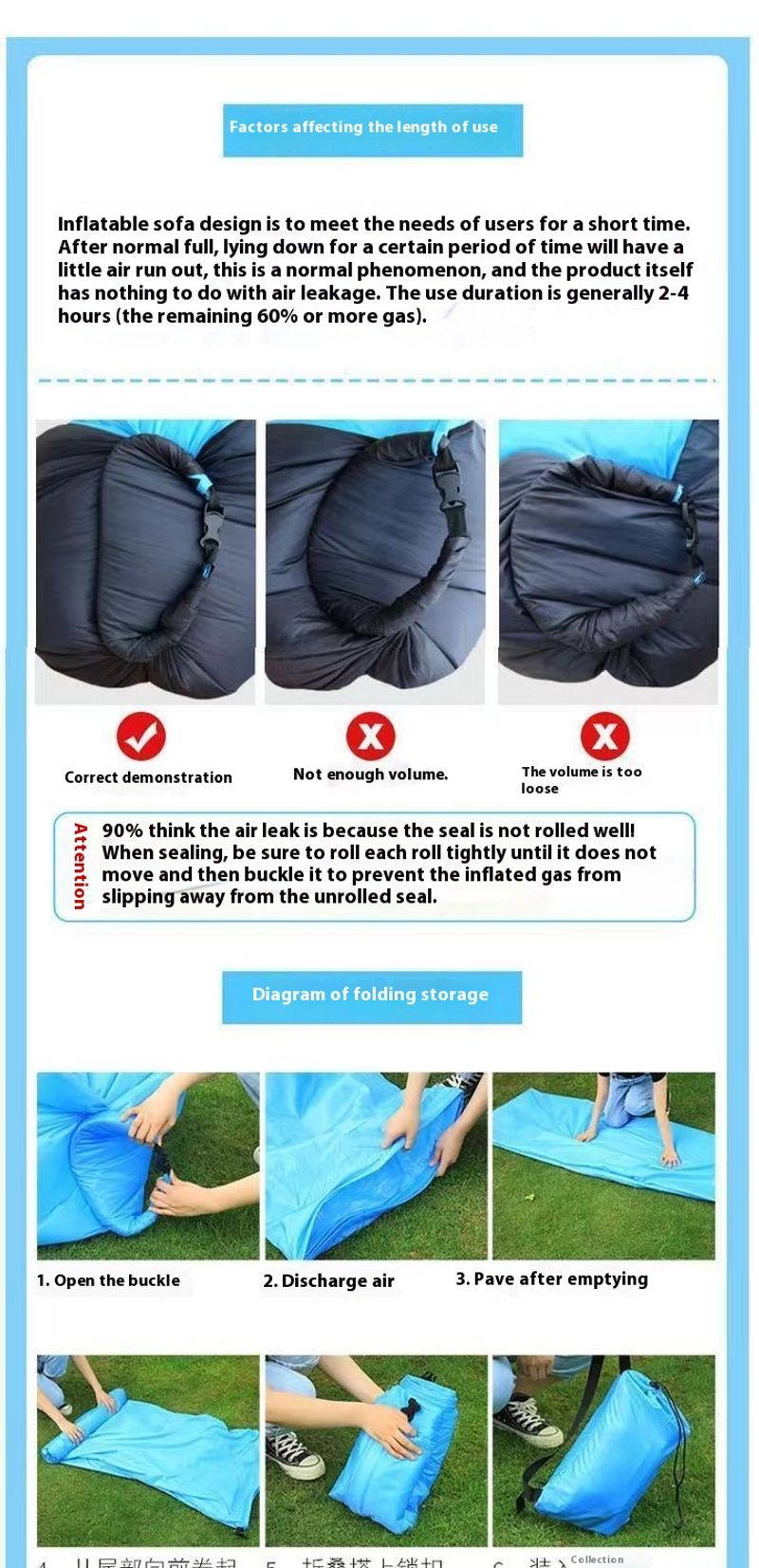 Outdoor lazy iatable yellow and white sofa folding portable picnic camping solid color air mattress outdoor furniture_voghion.com