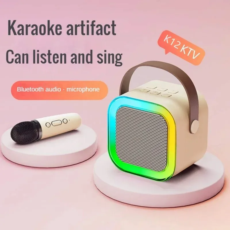 K12 Karaoke Hine Portable Bluetooth 5.3 PA Speaker System With 1-2 Wireless Microphones Home Family Singing Kids Xmas_voghion.com