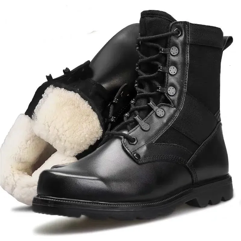 Herren Schwarze Mode Stiefel Sommer Outdoor Walking Wandern Klettern Leichte Schnürschuhe Warme Wolle Weiches Fell Plüsch_voghion.com