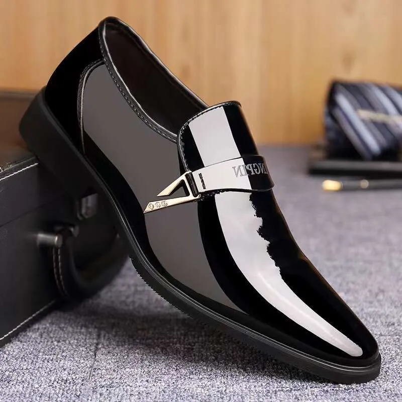 Men's Patent Men's Trendy Business Dress British Pointed Toe Sleevesmen's Leather Shoes Free Of Shipping 456_voghion.com