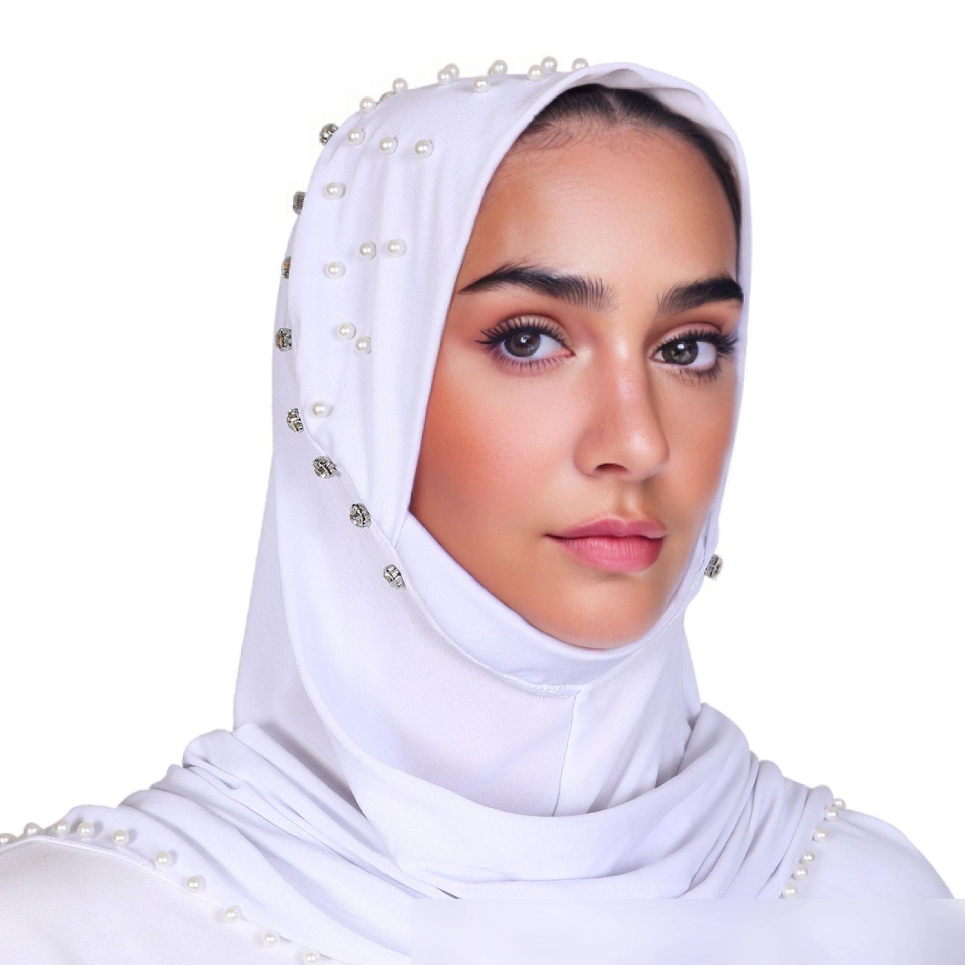 Women's Scarves Tassel Handmade Headscarf With Small Brim And Rhinestones, Convenient Pullover Scarf, One Size Fashionable And Versatile Hijab_voghion.com
