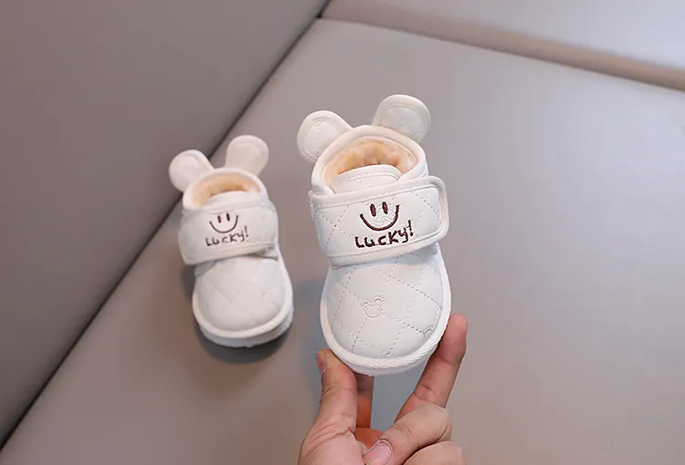 Stivali da neve invernali caldi e antiscivolo per bambini e bambine, con velcro, Happysteps, scarpe con cartoni animati e conigli, taglie da 1 a 6 anni_voghion.com