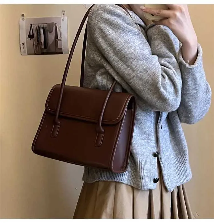 Designer-Tasche, einfarbig, Retro-Textur, Schultertasche, tägliche Erinnerung für Studenten. Hochwertige neue Damenhandtasche aus PU-Leder_voghion.com