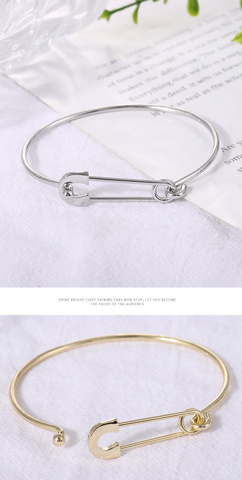 Semplice braccialetto rotondo aperto alla moda, braccialetto elastico regolabile per donna_voghion.com