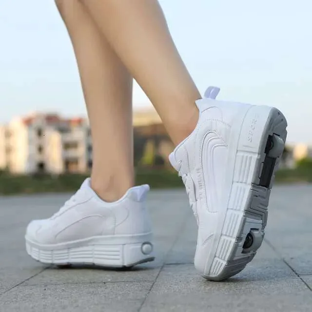 Roller Sneaker Outdoor Indoor Skating Detachable Kids Skates Breathable Blade Boy Flying Shoes Gear White 32_voghion.com
