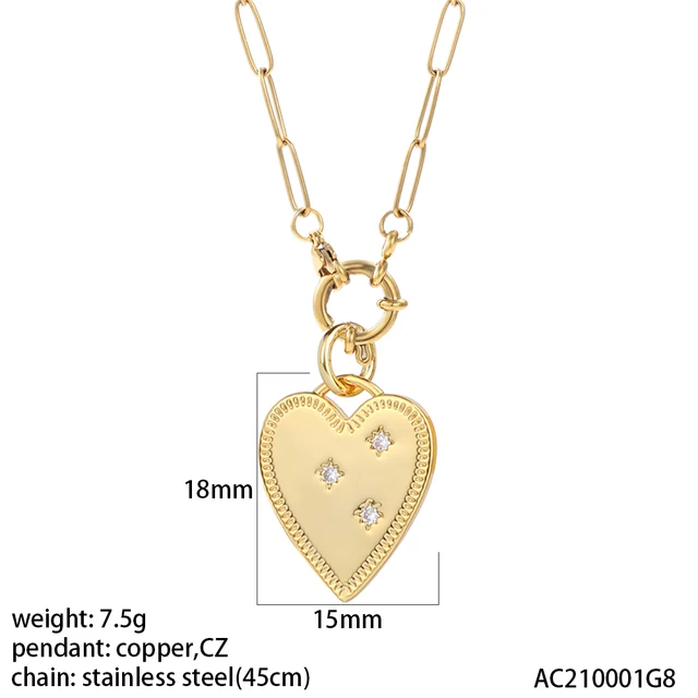 Heart Angel Trendy Pendant Cute Ice Cream Moon Star Gold Color Neckalce for Women Evil Blue Eye Choker Stainless Steel_voghion.com