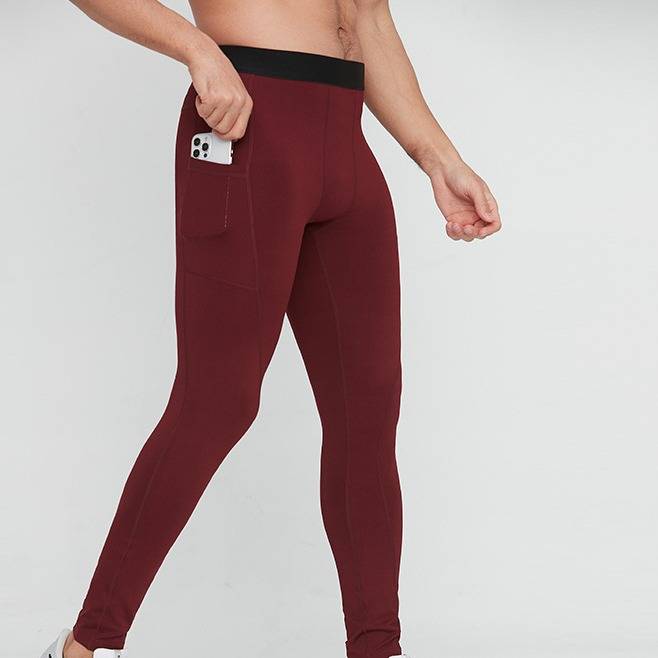 Kompressions-Laufhose für Herren – Hochelastische, schnelltrocknende Trainingstights für Fitnessstudio, Joggen und Outdoor-Sport (Schwarz/Weiß/Grau/Marineblau/Grün/Burgunderrot)​_voghion.com