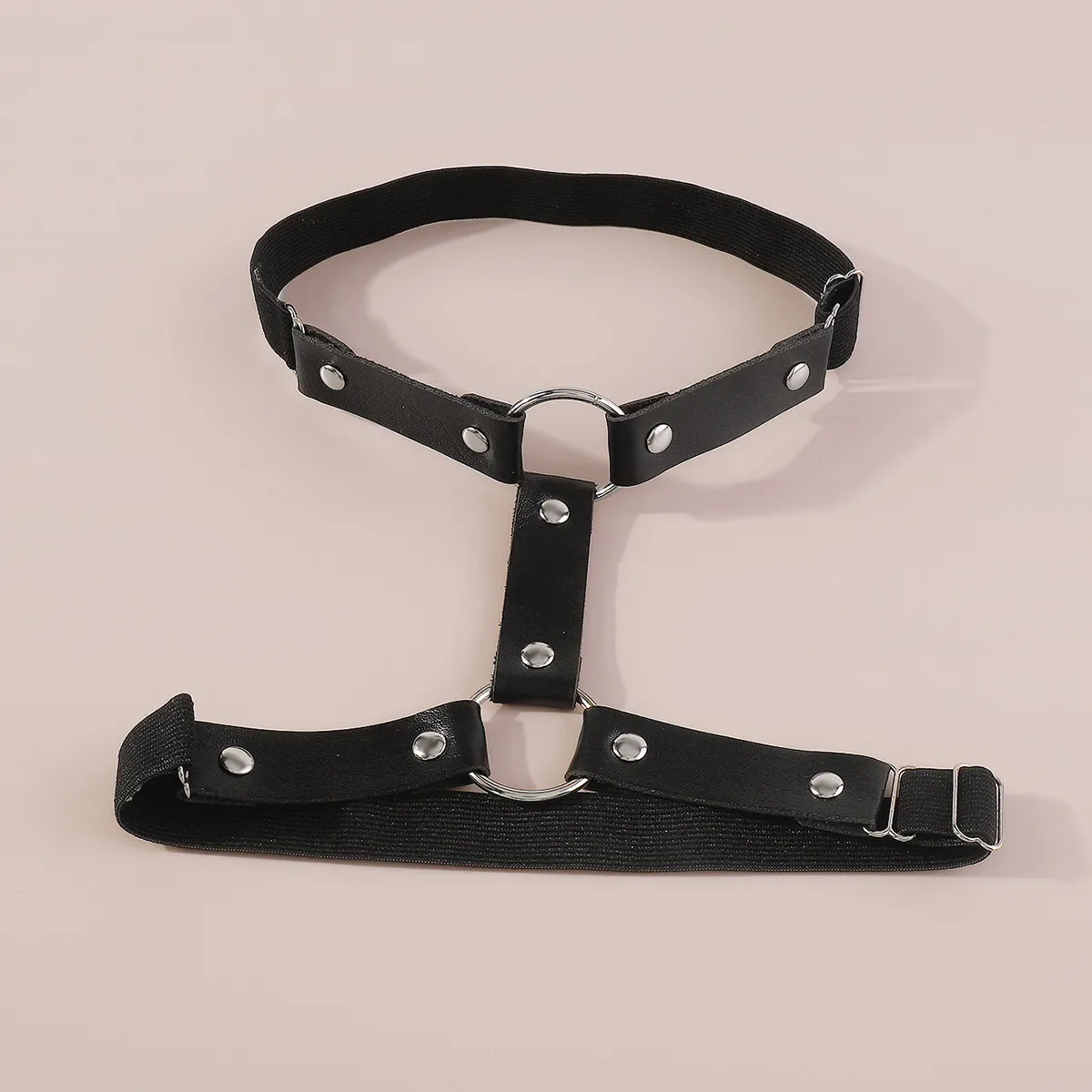 Fußkettchen 2023 Sexy Gothic PU-Leder Nieten Beinring Punk Cool Pats Mädchen Pfirsich Herz Oberschenkelkette Weibliche Körperzubehör_voghion.com