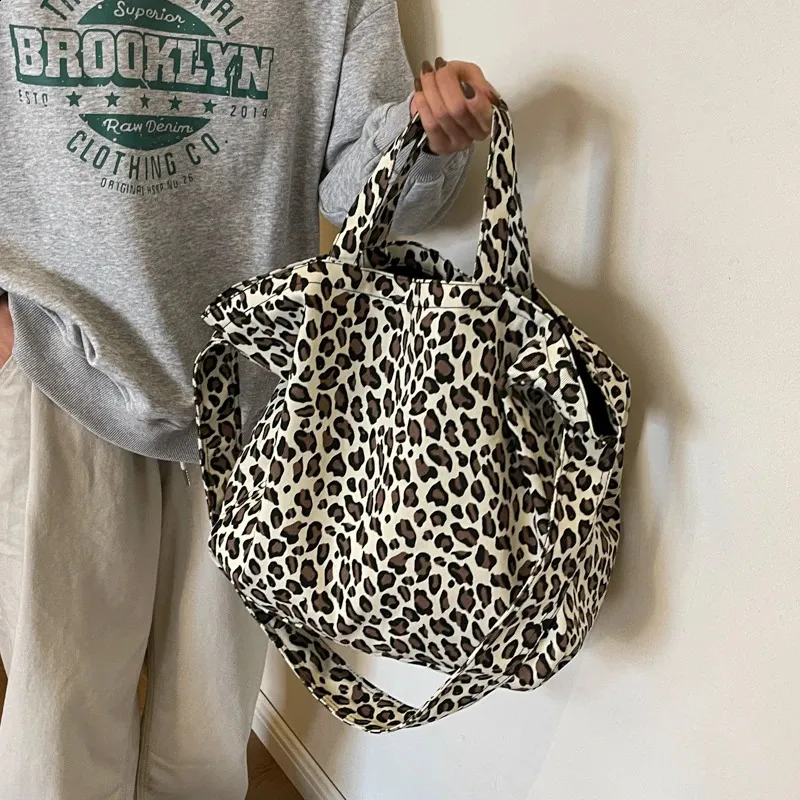 LEFTSIDE Leopard 2024 Borsa a tracolla grande alla moda coreana per donna Borsa da viaggio Borsa a tracolla per la spesa_voghion.com