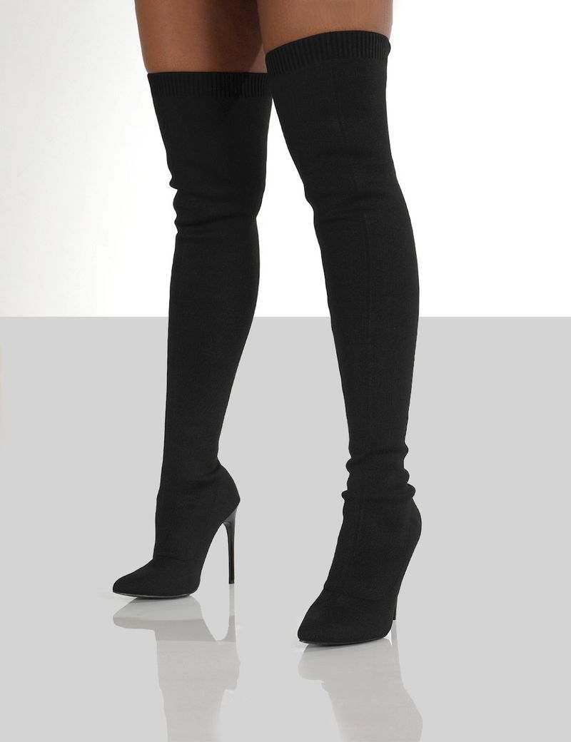 Große gestrickte sexy Stilettos neue Ins Overknee-Socken Stiefel_voghion.com
