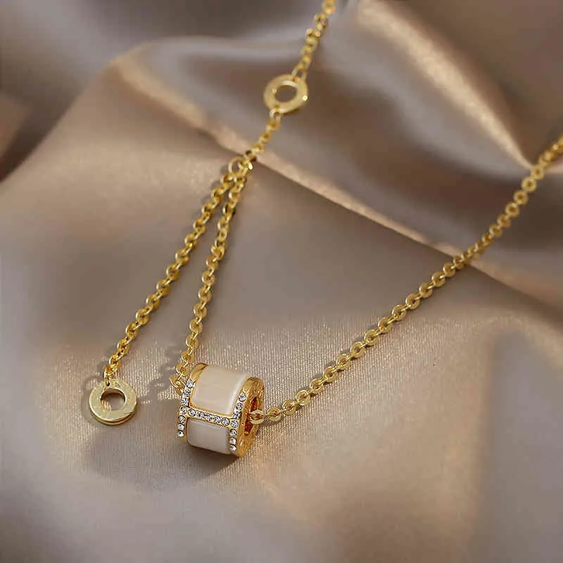 Design Sense Opals Collana con ciondolo di lusso in acciaio al titanio per donna 2022 Gioielli di moda coreana Ragazza sexy Clavicola_voghion.com