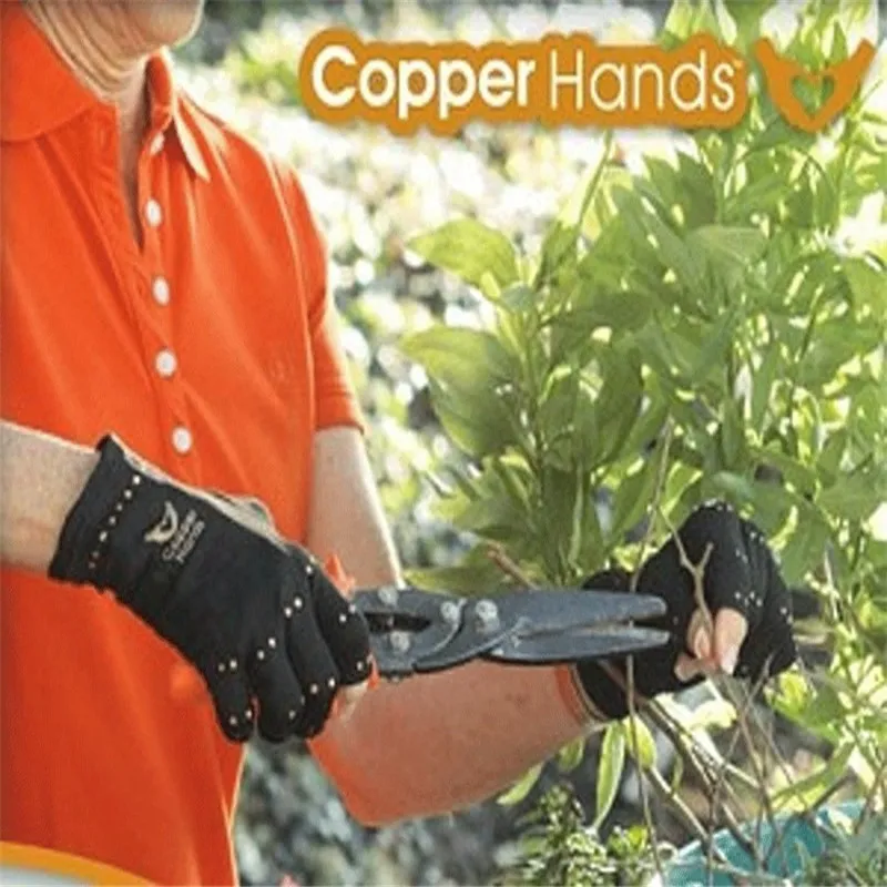 Fashion-Copper Therapy Half Finger Hand Pain Joint Relief Blood Circulation Gloves 1 Pair_voghion.com