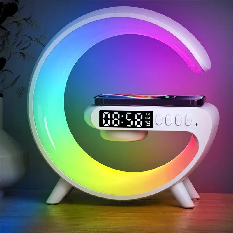 Mini Multifunction Wireless Charger Pad Stand Speaker TF RGB Night Light Fast Charging Station For IPhone Samsung Xiaomi_voghion.com