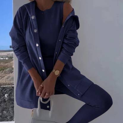 Ensemble 3 pièces pour femme : sweat à capuche, débardeur côtelé et pantalon de jogging – Tenue décontractée coupe slim – Du S au 5XL_voghion.com