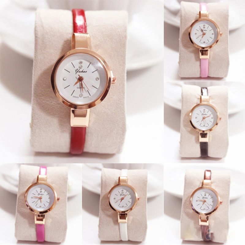 Yamaler - Orologio da polso analogico al quarzo con cinturino sottile e sottile in ecopelle con strass da donna_voghion.com