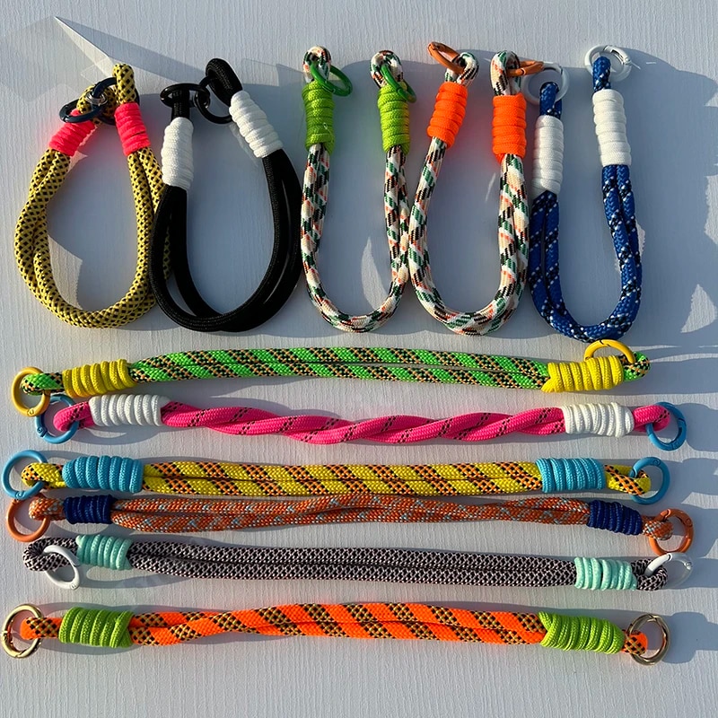 Lanyard corto classico alla moda semplice con cordino colorato misto con carta trasparente anti-smarrimento per iPhone Android Cellulare_voghion.com